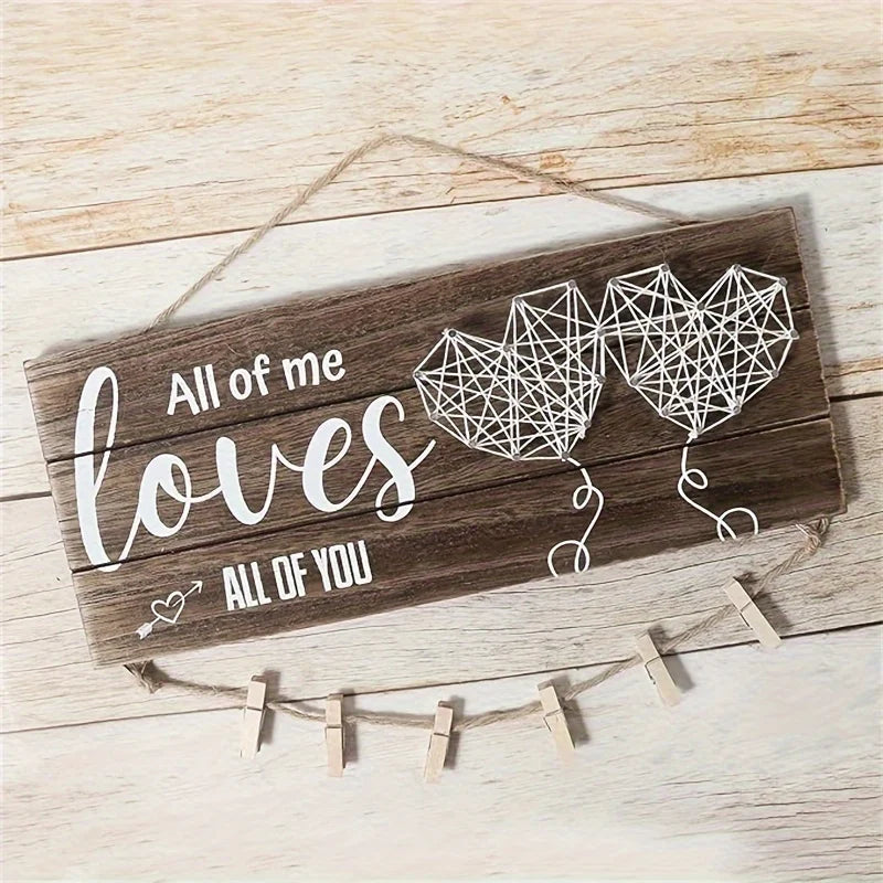 Wooden Hanging Photo Display - Anniversary & Valentine's Day Gift for Couples