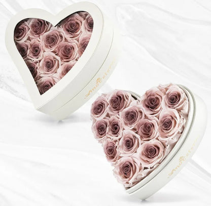 Preserved Roses in Heart Box - Eternal Flowers Gift