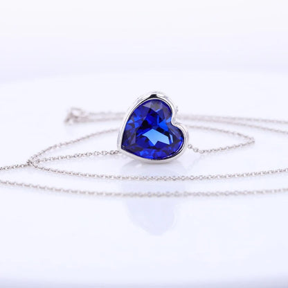 Lab-Grown Sapphire Heart Pendant Necklace – 12x12mm Bezel Setting, S925 Sterling Silver & Solid Gold (10K/14K)