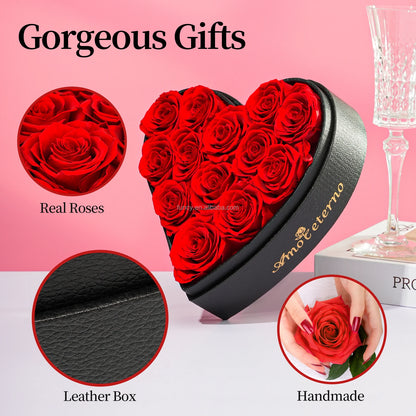 Preserved Roses in Heart Box - Eternal Flowers Gift