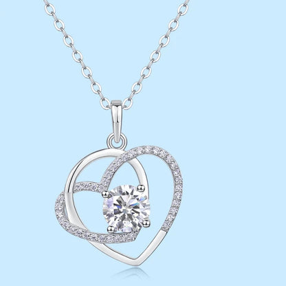 Heart Birthstone Necklace - 925 Sterling Silver Gold Plated Pendant