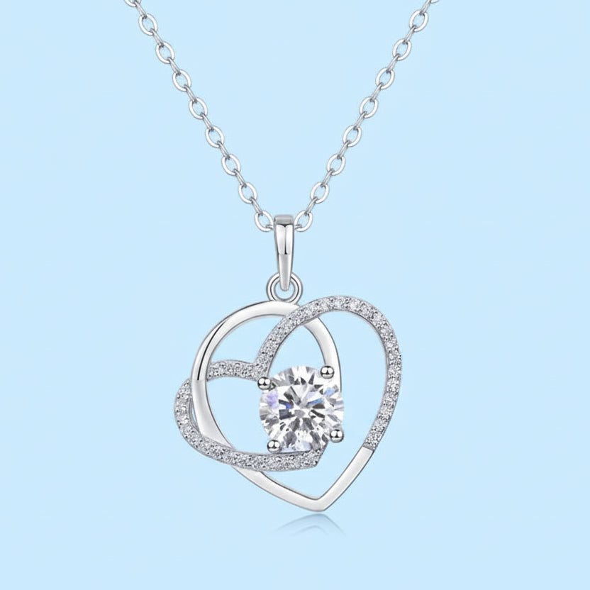 Heart Birthstone Necklace - 925 Sterling Silver Gold Plated Pendant