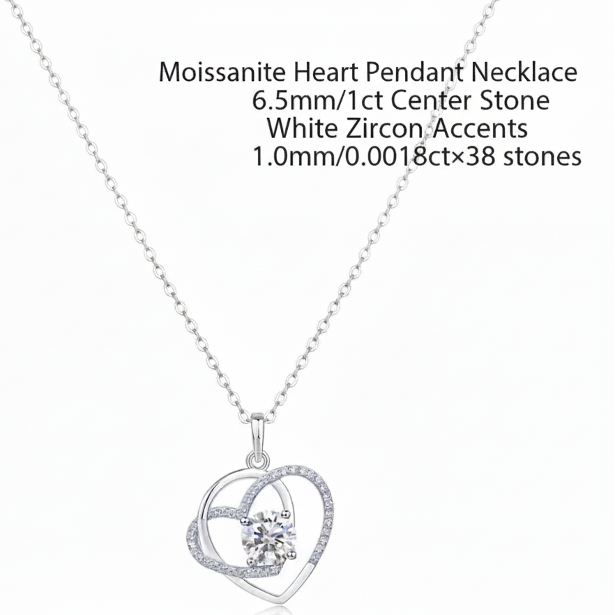 Heart Birthstone Necklace - 925 Sterling Silver Gold Plated Pendant