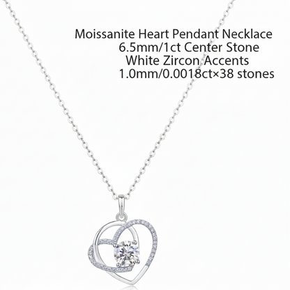 Heart Birthstone Necklace - 925 Sterling Silver Gold Plated Pendant