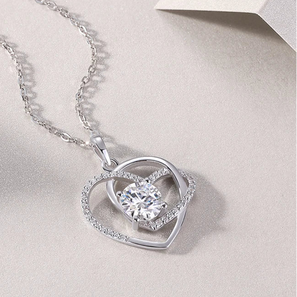 Heart Birthstone Necklace - 925 Sterling Silver Gold Plated Pendant