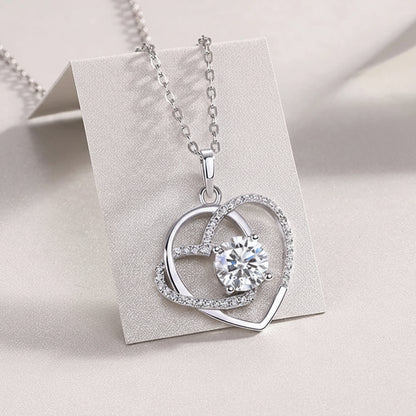 Heart Birthstone Necklace - 925 Sterling Silver Gold Plated Pendant