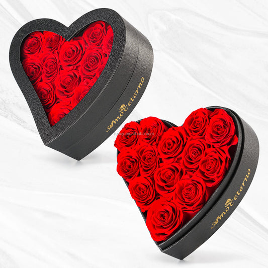 Preserved Roses in Heart Box - Eternal Flowers Gift