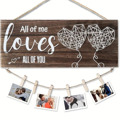 Wooden Hanging Photo Display - Anniversary & Valentine's Day Gift for Couples