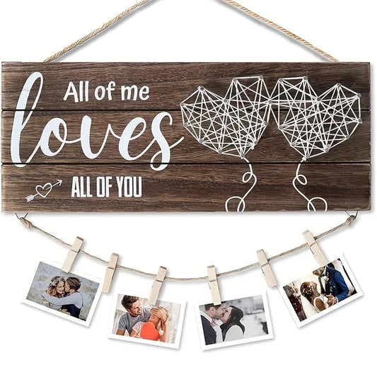 Wooden Hanging Photo Display - Anniversary & Valentine's Day Gift for Couples