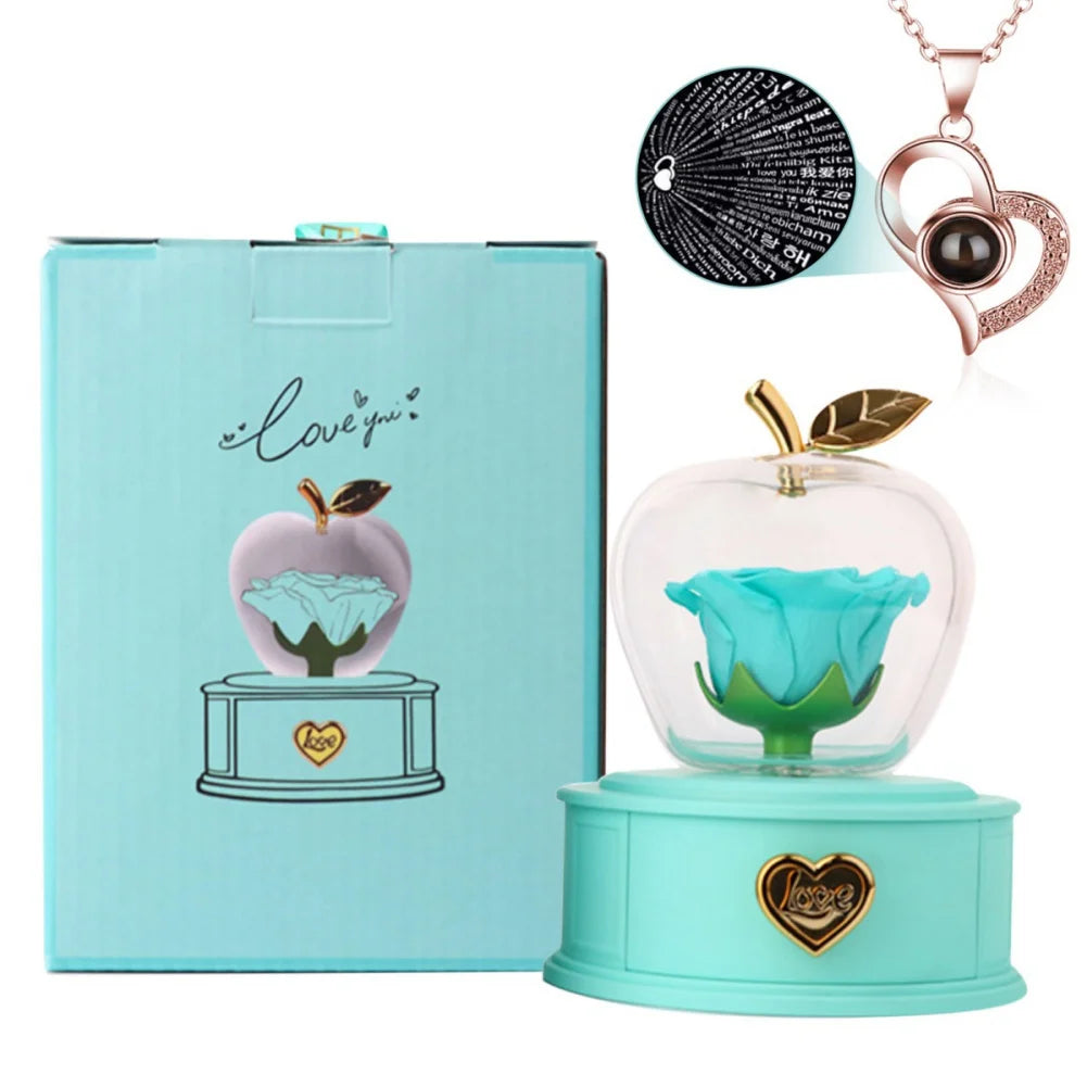 Eternal Rose Gift Box with Love Necklace