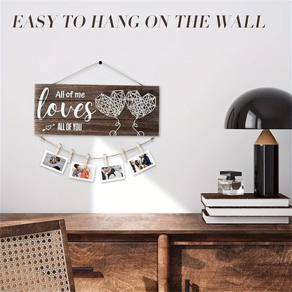 Wooden Hanging Photo Display - Anniversary & Valentine's Day Gift for Couples
