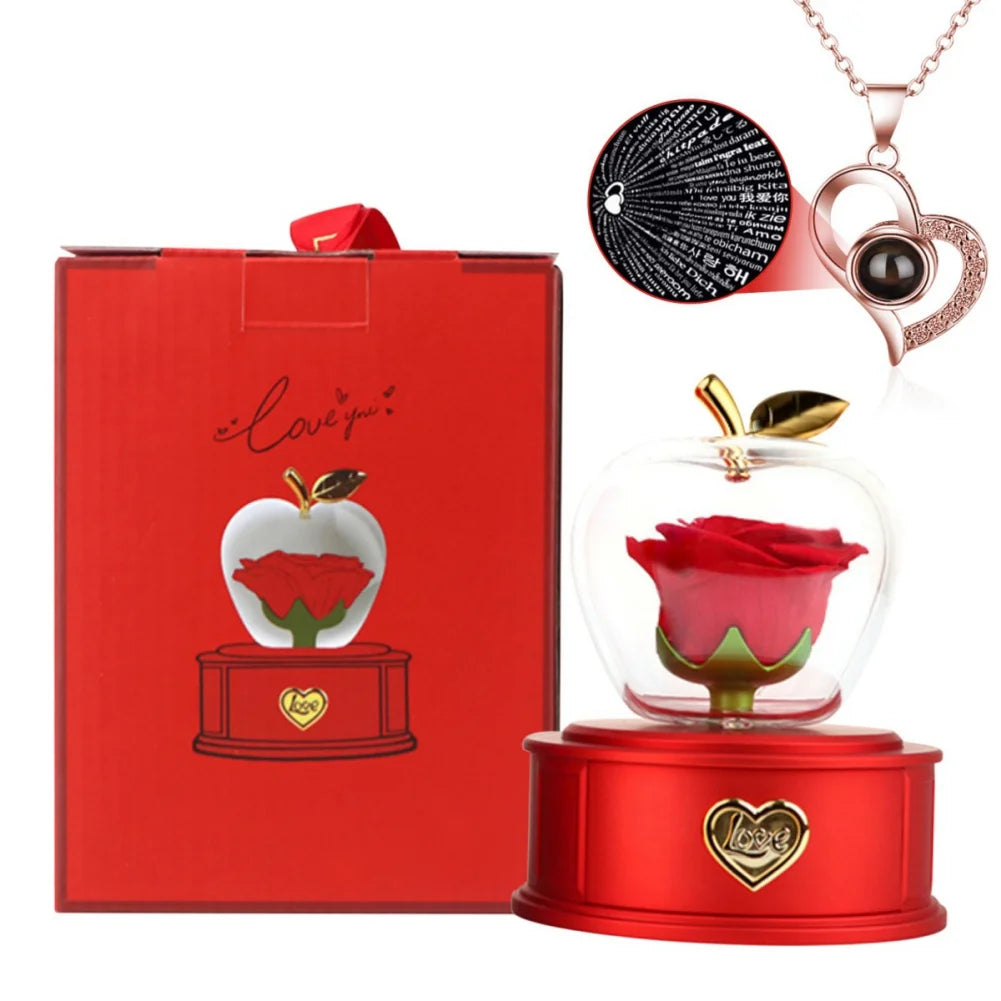 Eternal Rose Gift Box with Love Necklace