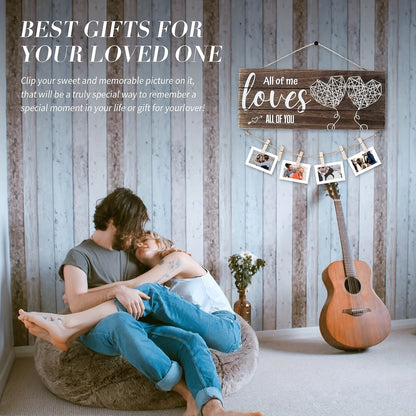 Wooden Hanging Photo Display - Anniversary & Valentine's Day Gift for Couples