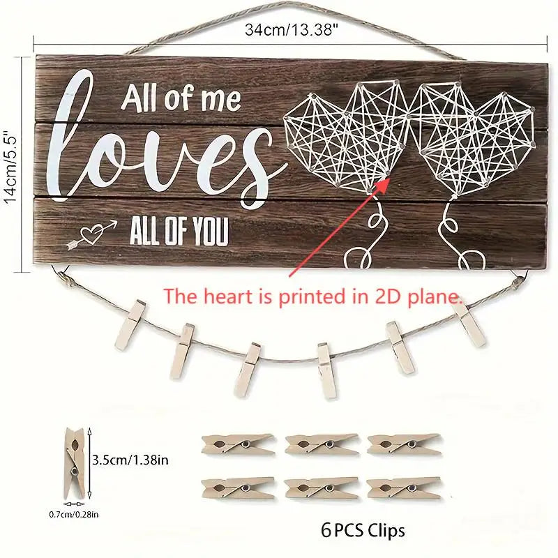 Wooden Hanging Photo Display - Anniversary & Valentine's Day Gift for Couples