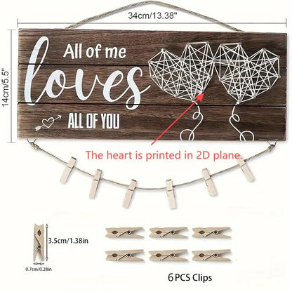 Wooden Hanging Photo Display - Anniversary & Valentine's Day Gift for Couples